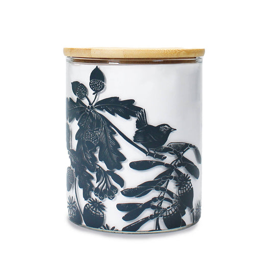 Woodland blue glass food storage jar