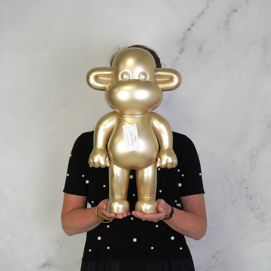 Ornament - Monkey Figurine 'The Legend' - Polyresin - Gold - 33x21x50cm