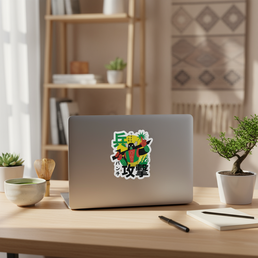 Autocollant Robot Jouet Japonais avec Kanji