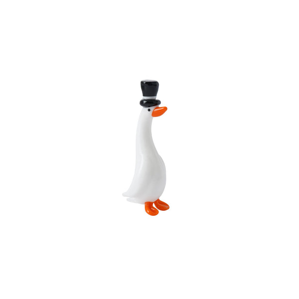 Gentleman Duck Glass Figurine