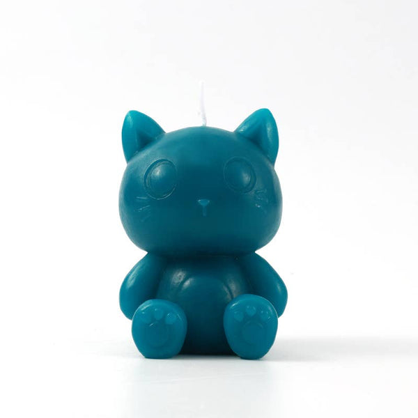 Petrol Blue Cat Candle