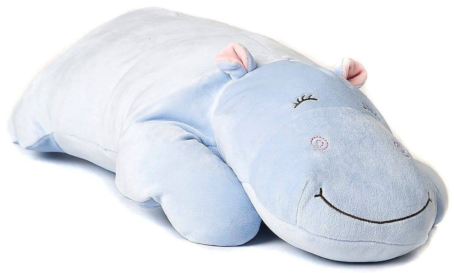 Cushion - light blue hippopotamus - ultra soft - cuddly toy/plush