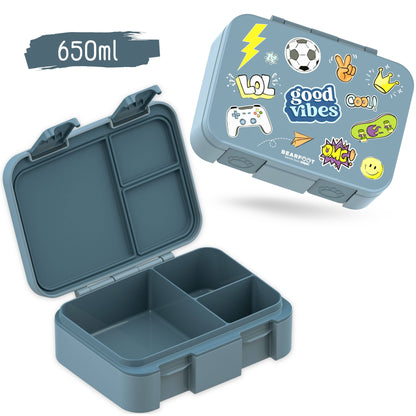 BEARFOOT Bento Box COMPACT with Compartments - Blue Sticker