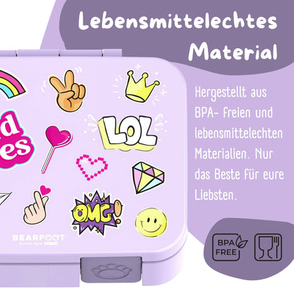 Lunchbox with compartments, lightweight & leak-proof - purple sticker