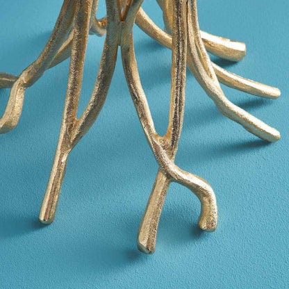 Roots candlestick, gold aluminum, 25 x 22 x 63.5 cm