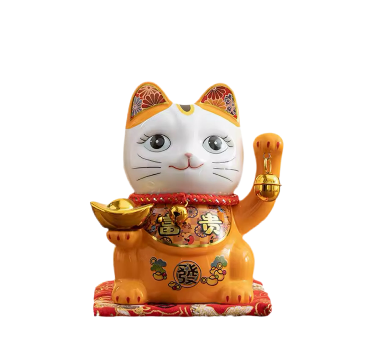 tirelire chat chanceux orange lcc