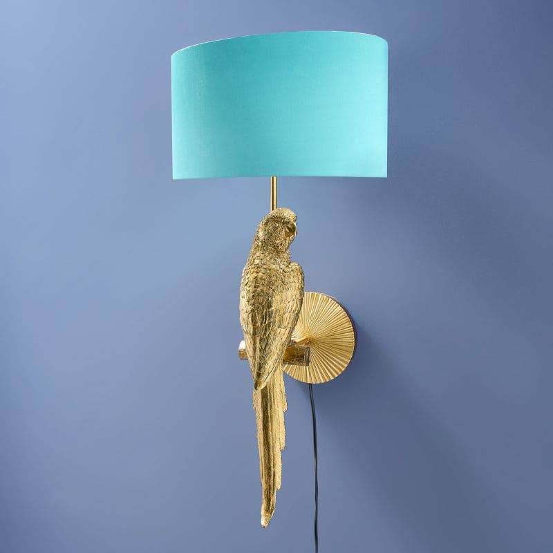 Percy Parrot Wall Sconce, Gold/Turquoise