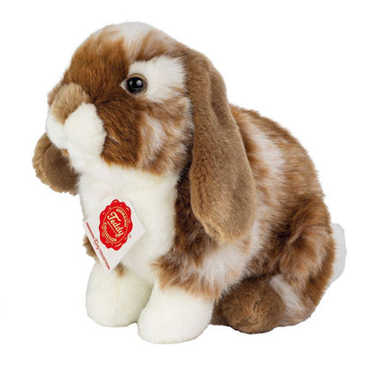 Dark brown and white sitting rabbit plush toy