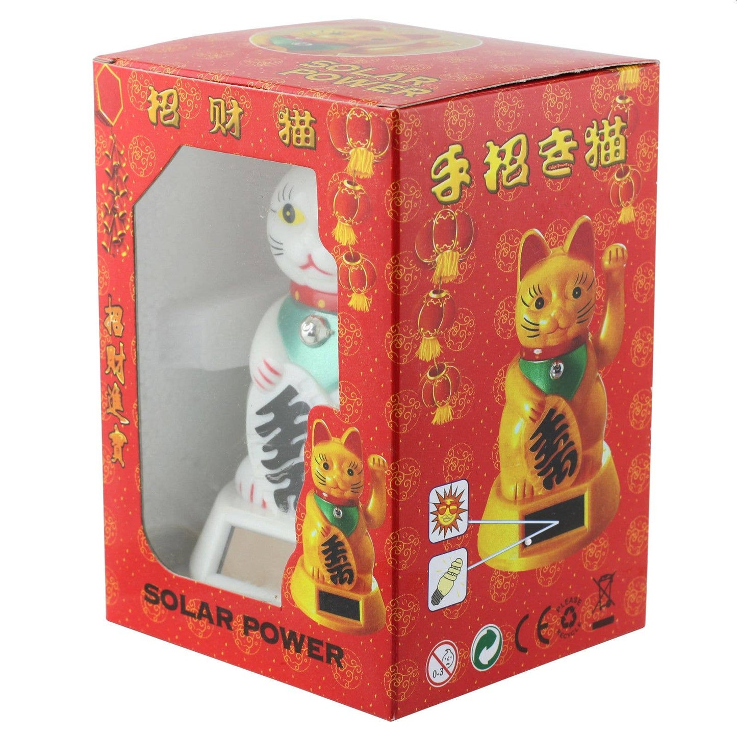 Solar lucky white cat 12cm