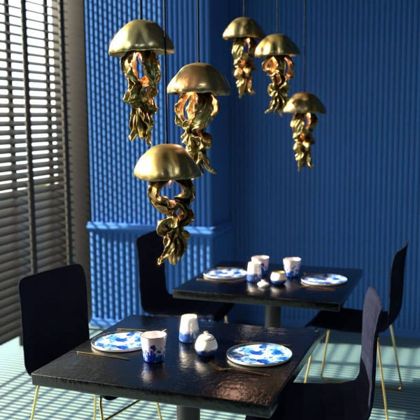 Ava ceiling light, gold, 22.5 x 21.5 x 42 cm