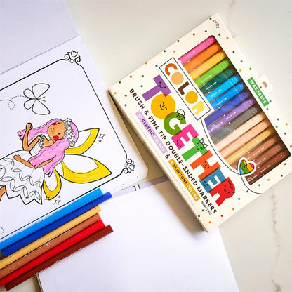 Set of 18 Multicolored Felt-Tip Pens