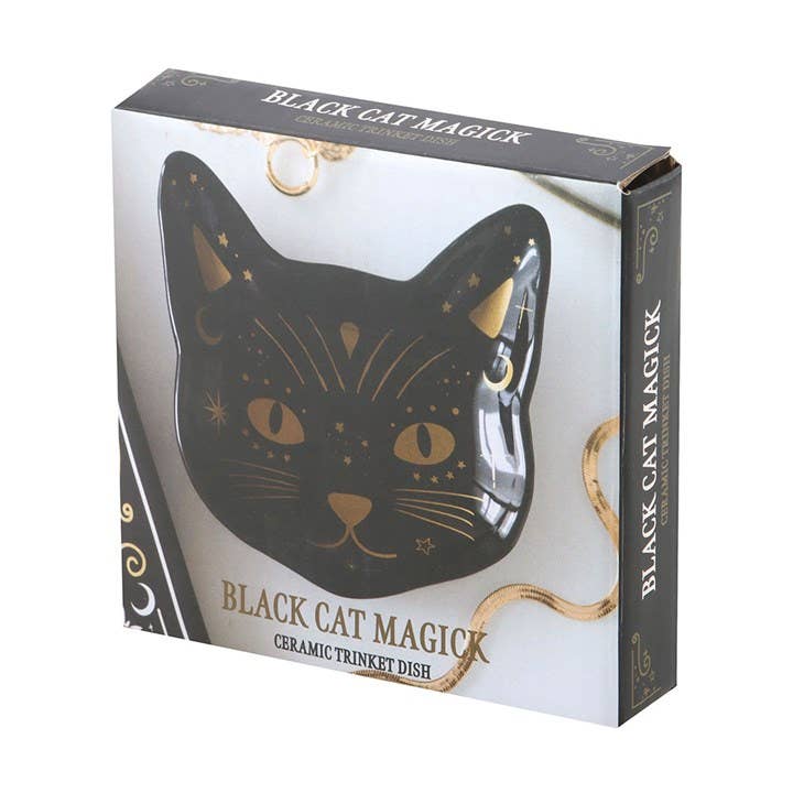 Black cat head trinket dish