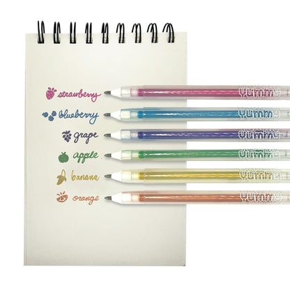 Set of 6 Metallic and Scented Gel Pens