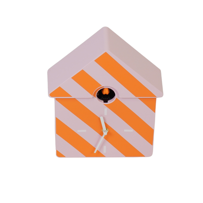 Clock - Cuckoo wall clock - Pattern - Orange/Pink - 24x27x9cm