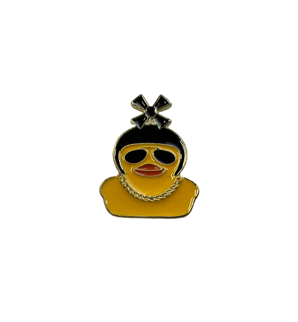 Photo produit - Pin’s Canard Jaune avec Casque Moto à Hélices
