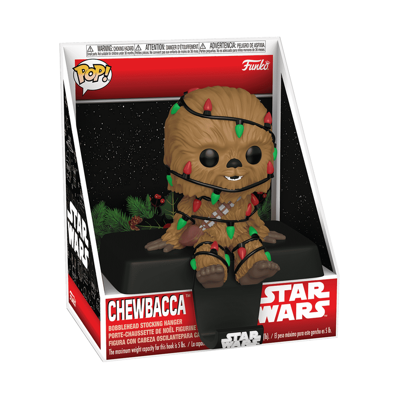 Pop! Chewbacca Stocking Hanger with Christmas Tinsel 