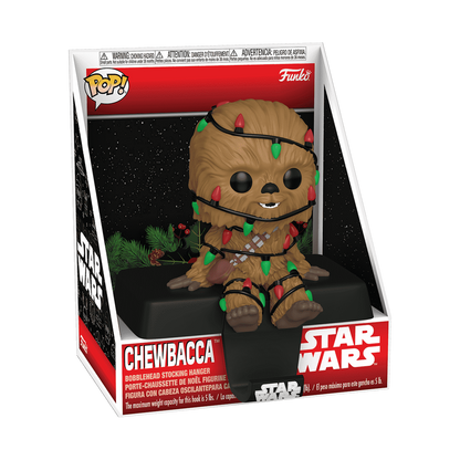 Pop! Chewbacca Stocking Hanger with Christmas Tinsel 