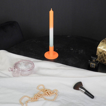 Bougeoir - Basique - Métal - Orange - 8x8x6,5cm