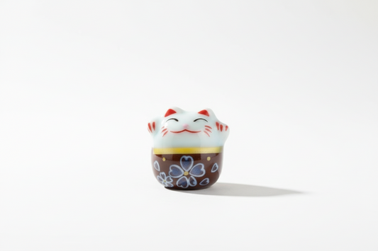 Perle Chat chanceux blanc et marron