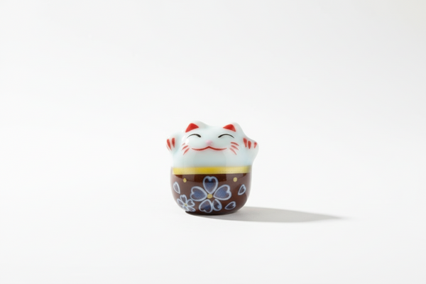 Pearl Lucky Cat White and Brown