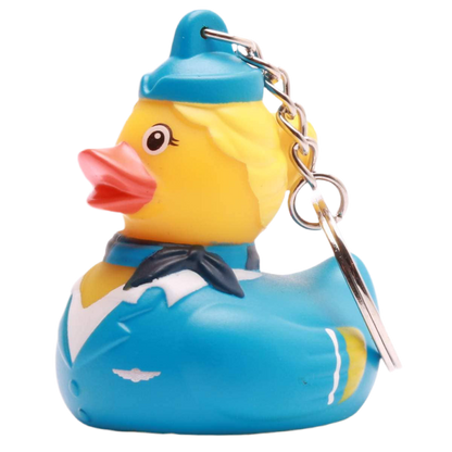 Blonde Flight Attendant Duck Keychain