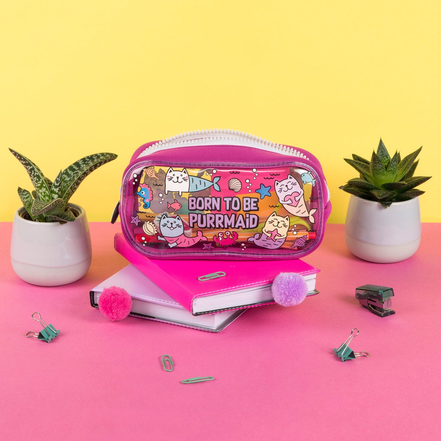 Trousse scolaire en PVC – chat sirène