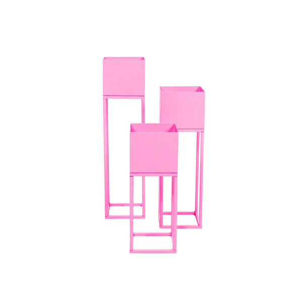 Plant Stand - Metal - Pink - S3 - 15x15x60/50/40cm