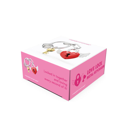 Red Heart Padlock Charm Keychain