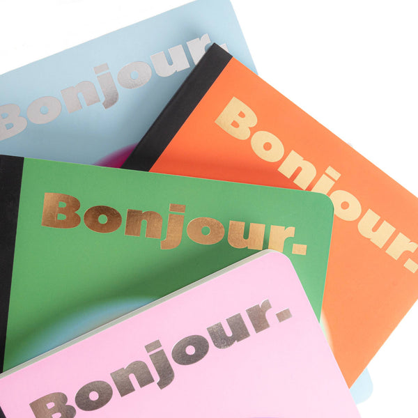 Carnet A5 Bonjour Bleu Clair Helio Ferretti Vue 2