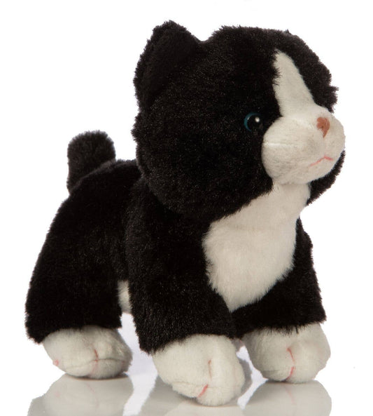 Baby cat plush (black and white), standing