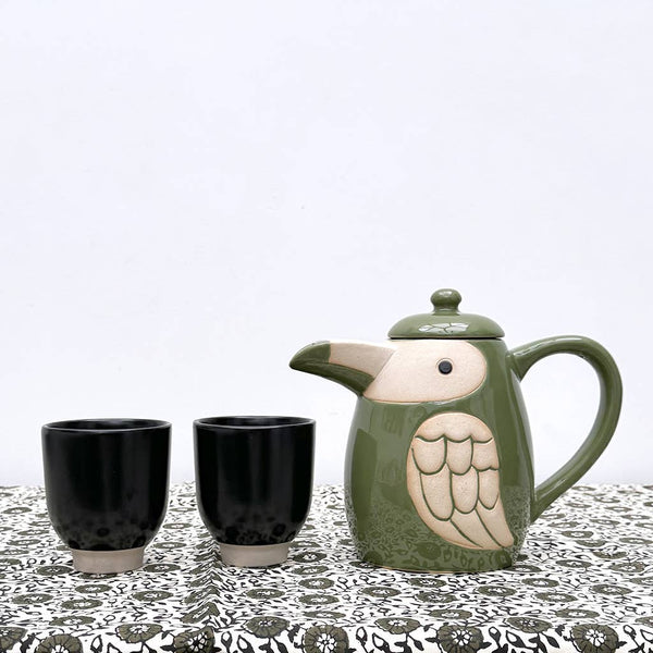 Théière oiseau vert