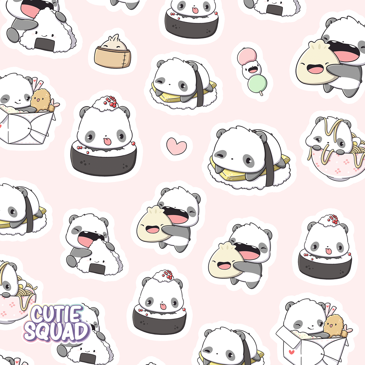 Planches d'autocollants Panda Sushis