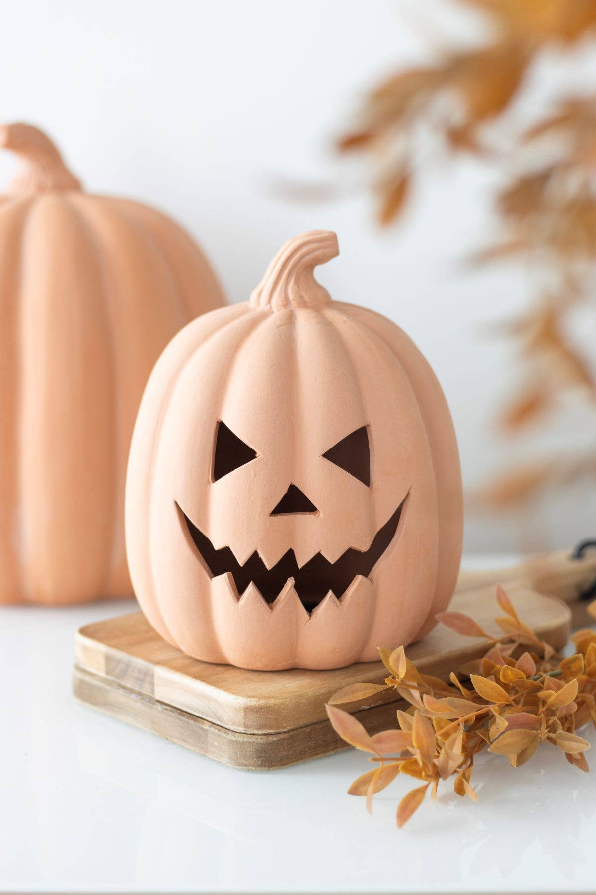 Decorazione di zucca di Halloween in terracotta da 15 cm