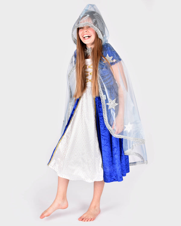 Blue organza Princess cape 98-128 cm 3-8 years