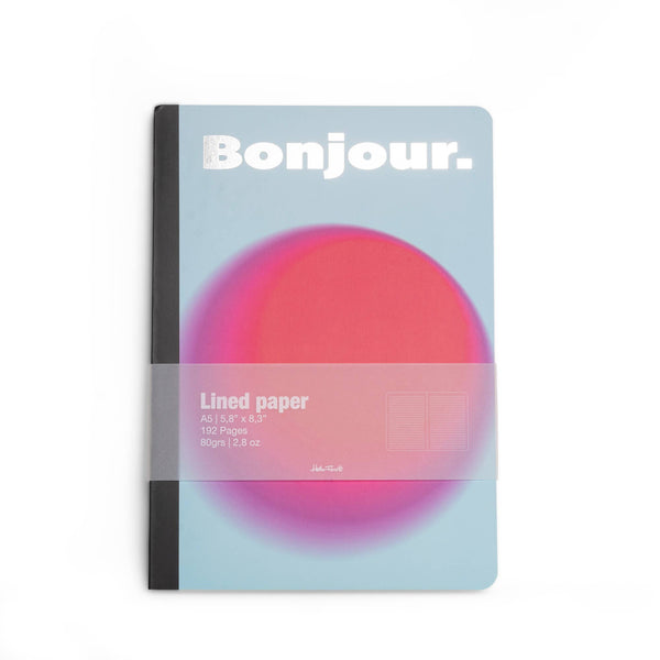 Carnet A5 Bonjour Bleu Clair Helio Ferretti Vue 1