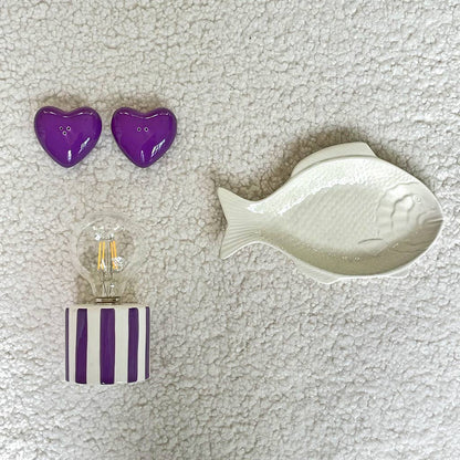Purple heart salt and pepper set W7 D6.5 H2cm