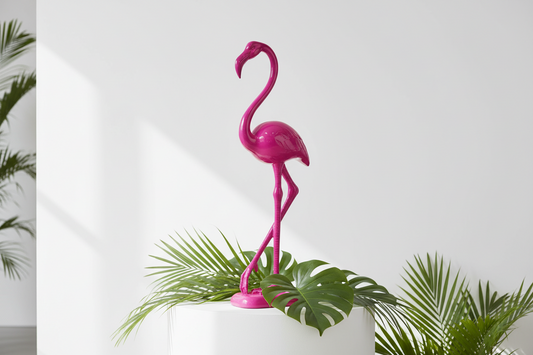 Figurine de flamant rose électrique debout