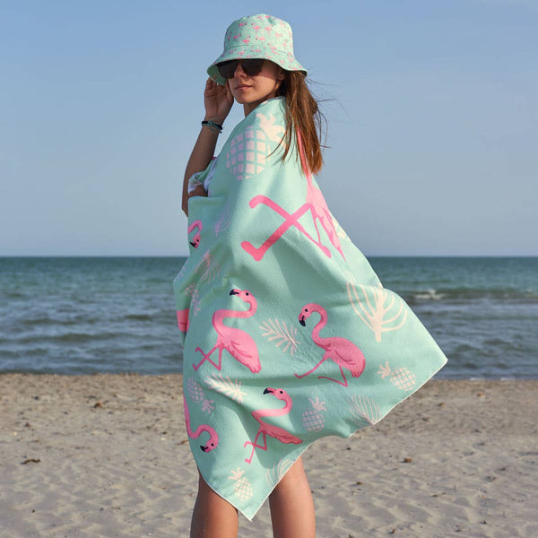 Pink Flamingos Beach Towel