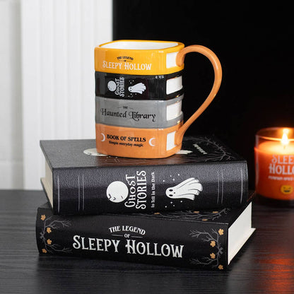 Haunted Library Book Stack Halloween Mug