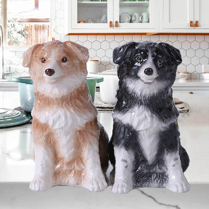 Border Collies ceramic salt and pepper shaker set