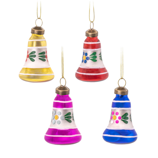 Vintage Bells Christmas Ornaments 4-Pack