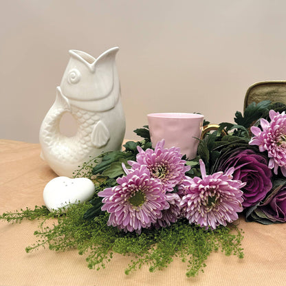 Salt and pepper shaker set, white heart, L7 W6.5 H2cm