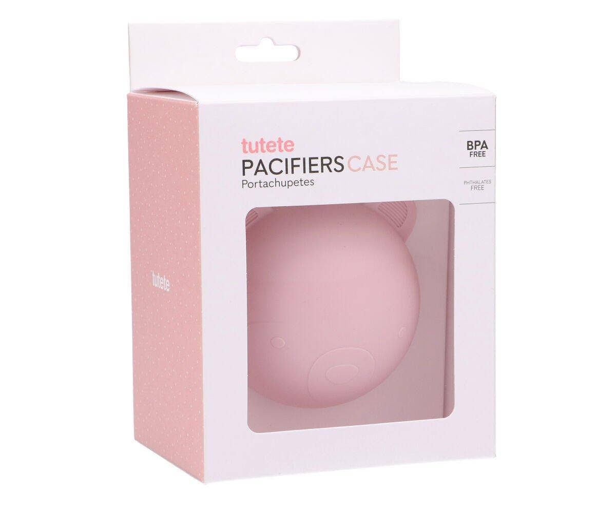 Porte-sucette en silicone Ours rose