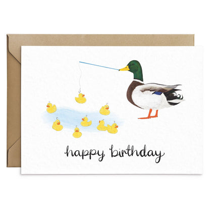 Carte d'anniversaire Canard à la Pêche aux canards