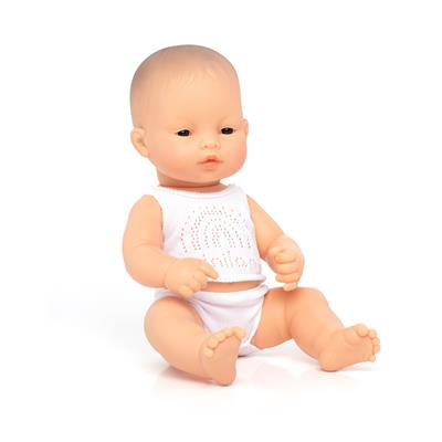 ML Poupées: POUPÉE BÉBÉ GARCON ASIATIQUE 32cm, parfumée vanille, imperméable, poupée sexuée, en résine, en boîte. Made in Spain, 10m+