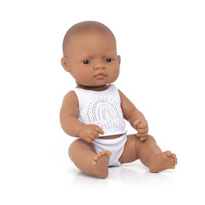 ML Poupées: POUPÉE BÉBÉ GARCON LATINO-AMERICAIN 32cm, parfumée vanille, imperméable, poupée sexuée, en résine, en boîte. Made in Spain, 10m+