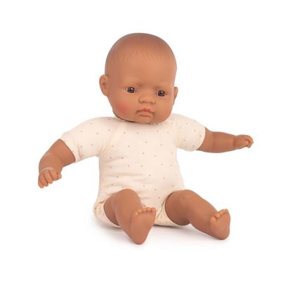 ML Poupées: POUPÉE BÉBÉ LATINO-AMERICAIN avec CORPS en TISSU 32cm, parfumée vanille, en résine. Made in Spain, 10m+