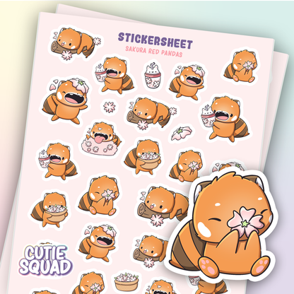Red Panda Sakura Sticker Sheets