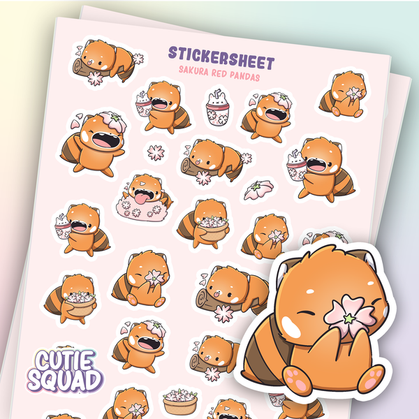 Red Panda Sakura Sticker Sheets