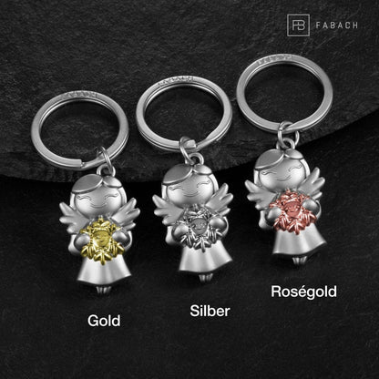 Guardian angel "star" keychain - lucky angel with snowflake - lucky angel charm